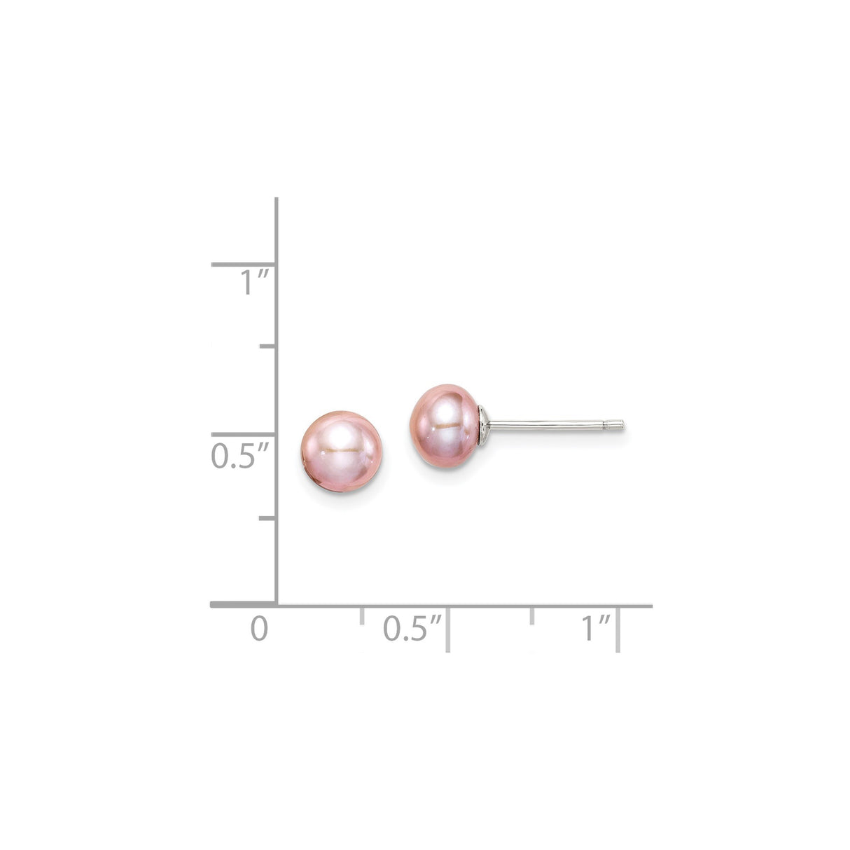 Sterling Silver Stud Earrings with Round Pink Freshwater Pearls, Classic Minimalist Design