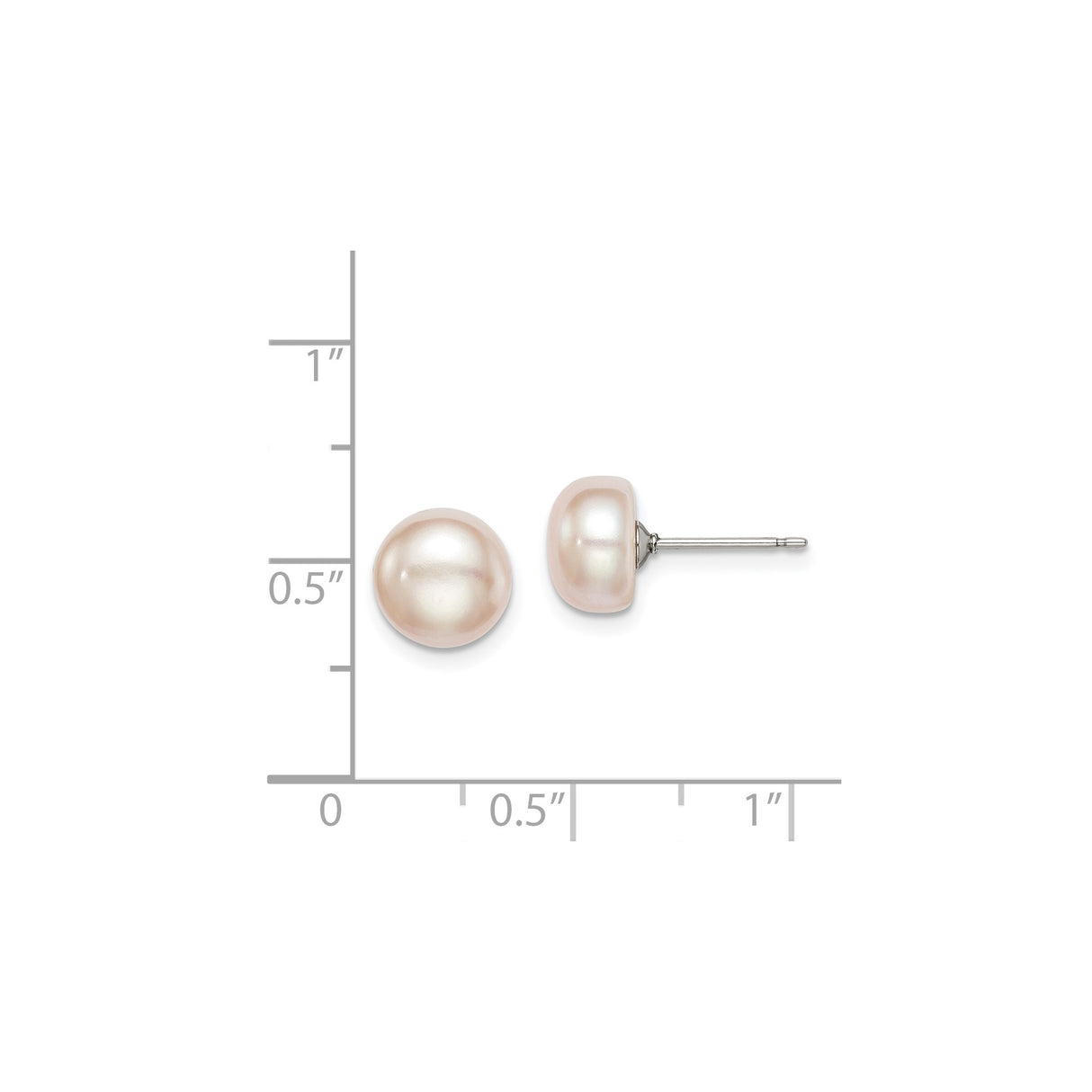 Sterling Silver Stud Earrings with Pink Freshwater Cultured Pearls, Button Design for Women