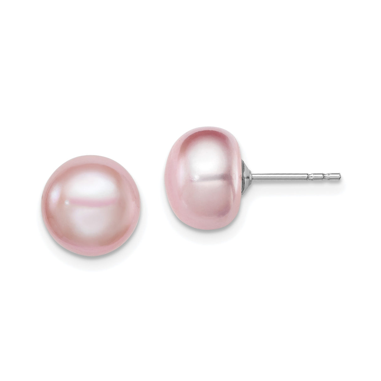 Sterling Silver Stud Earrings with Pink Freshwater Cultured Pearls, Classic Feminine Style