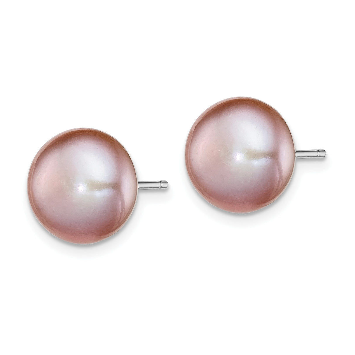 Sterling Silver Stud Earrings with Pink Freshwater Cultured Pearls, Classic Polished Finish