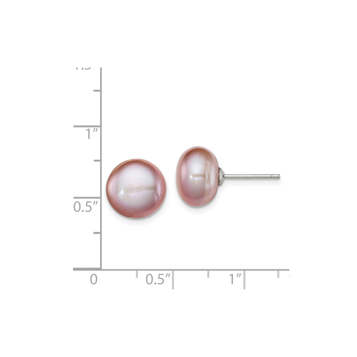 Sterling Silver Stud Earrings with Pink Freshwater Cultured Pearls, Classic Polished Finish