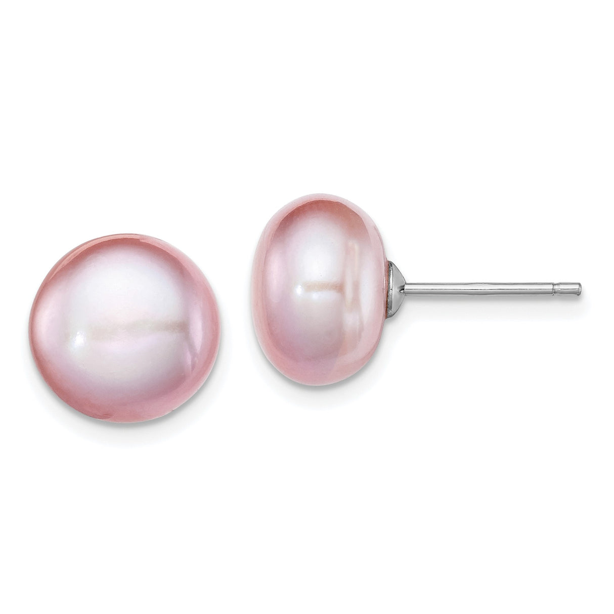 Sterling Silver Stud Earrings with Pink Freshwater Cultured Pearls, Classic Polished Finish