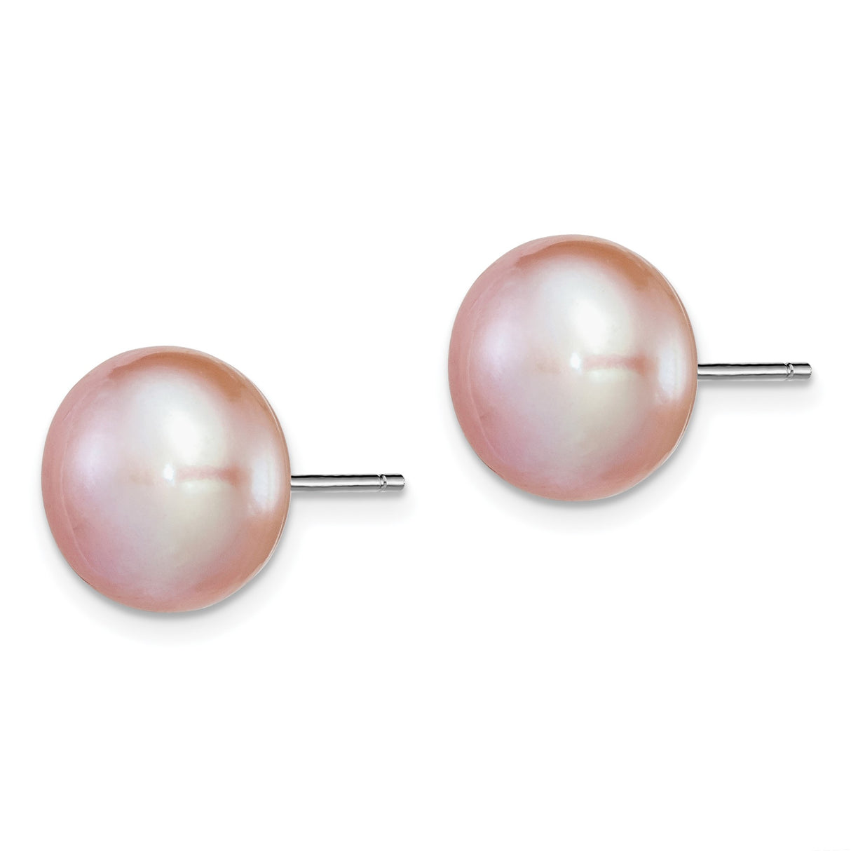 Sterling Silver Stud Earrings with Pink Freshwater Cultured Pearls, Classic Minimalist Style