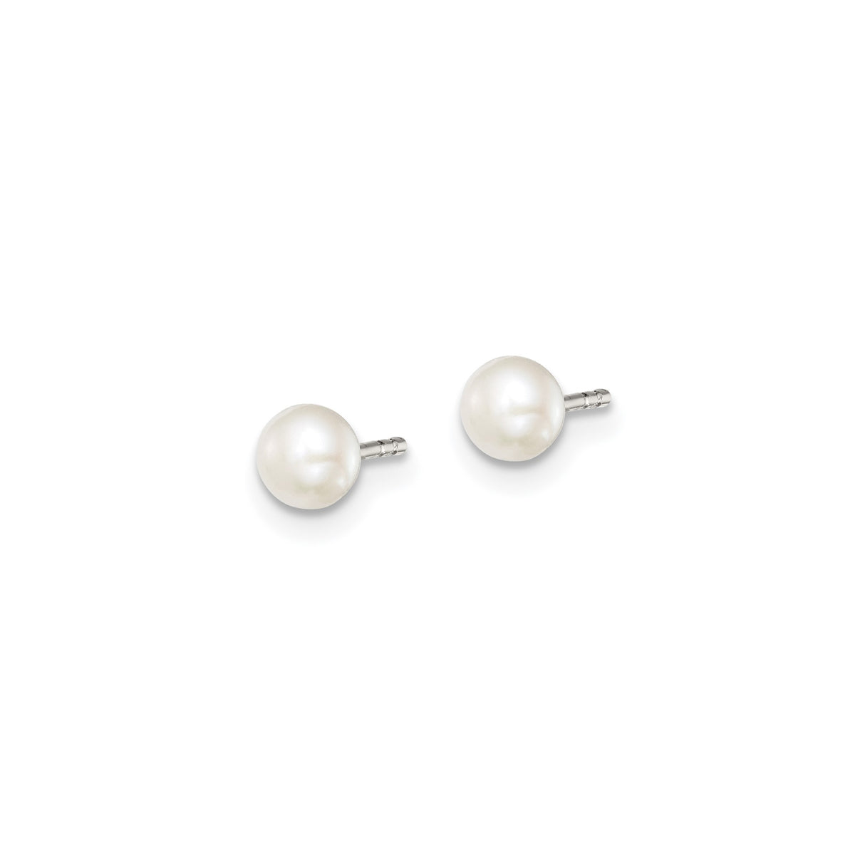 Sterling Silver Pearl Stud Earrings with Round White Freshwater Pearls, Classic Design