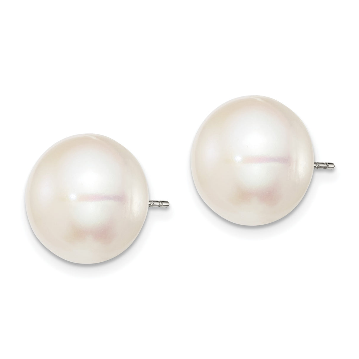 Sterling Silver Pearl Stud Earrings, Round White Cultured Pearls, Classic Feminine Style