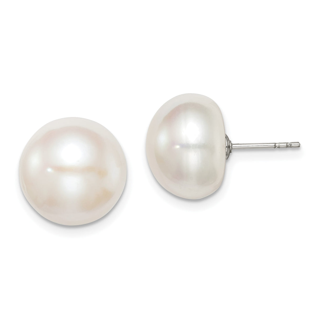 Sterling Silver Pearl Stud Earrings, Round White Cultured Pearls, Classic Feminine Style