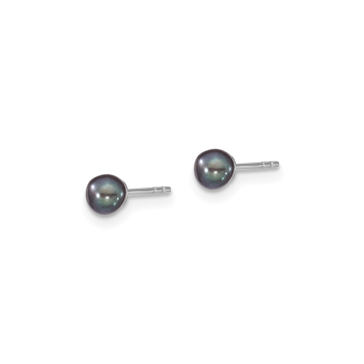 Sterling Silver Stud Earrings with Black Freshwater Pearls, Minimalist Style for Women