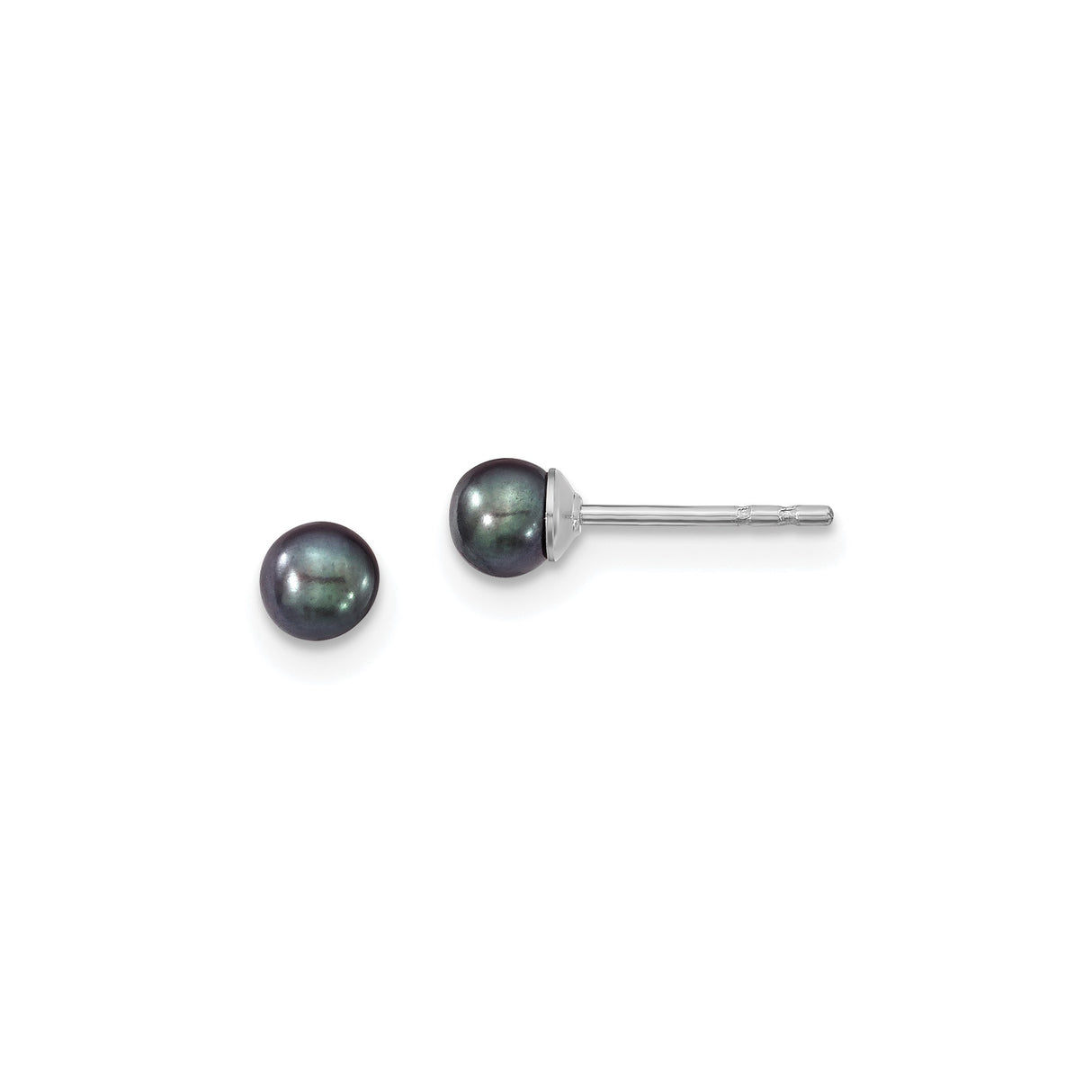 Sterling Silver Stud Earrings with Black Freshwater Pearls, Minimalist Style for Women