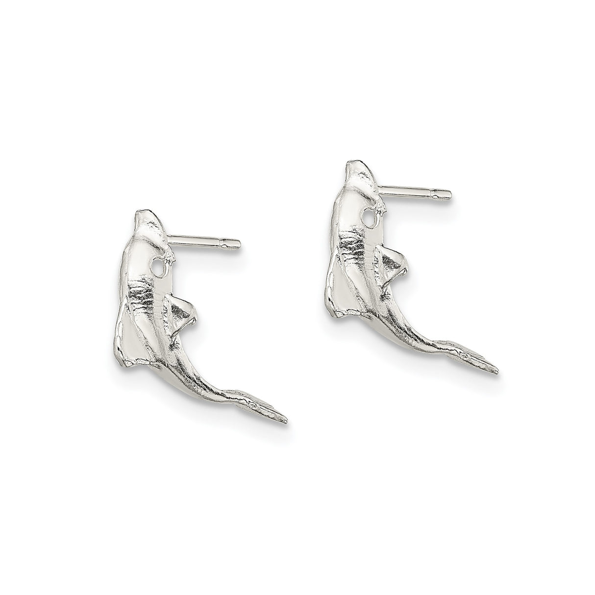 Sterling Silver Dolphin Stud Earrings, Ocean Animal Theme Jewelry for Women and Girls