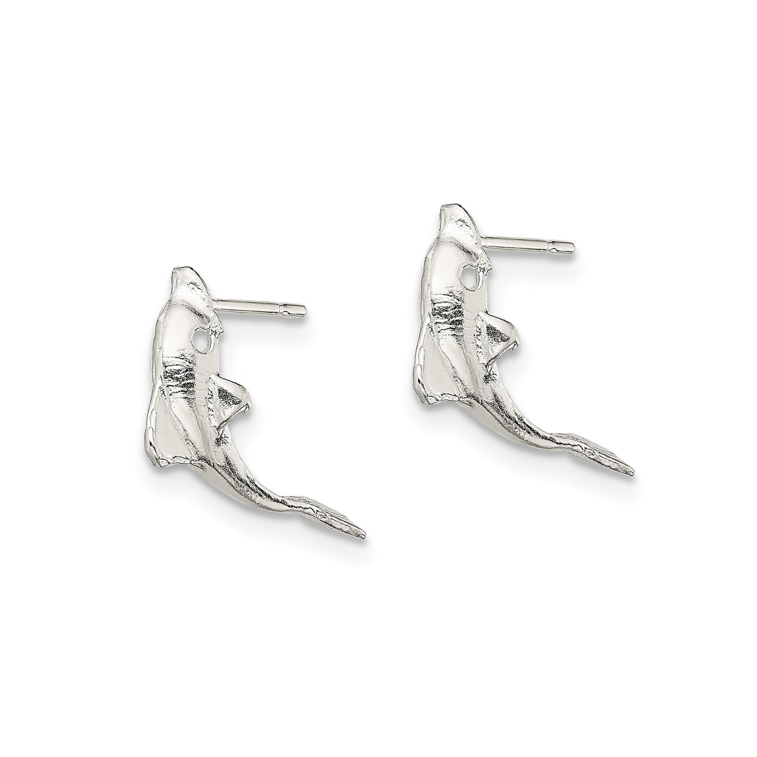 Sterling Silver Dolphin Stud Earrings, Ocean Animal Theme Jewelry for Women and Girls