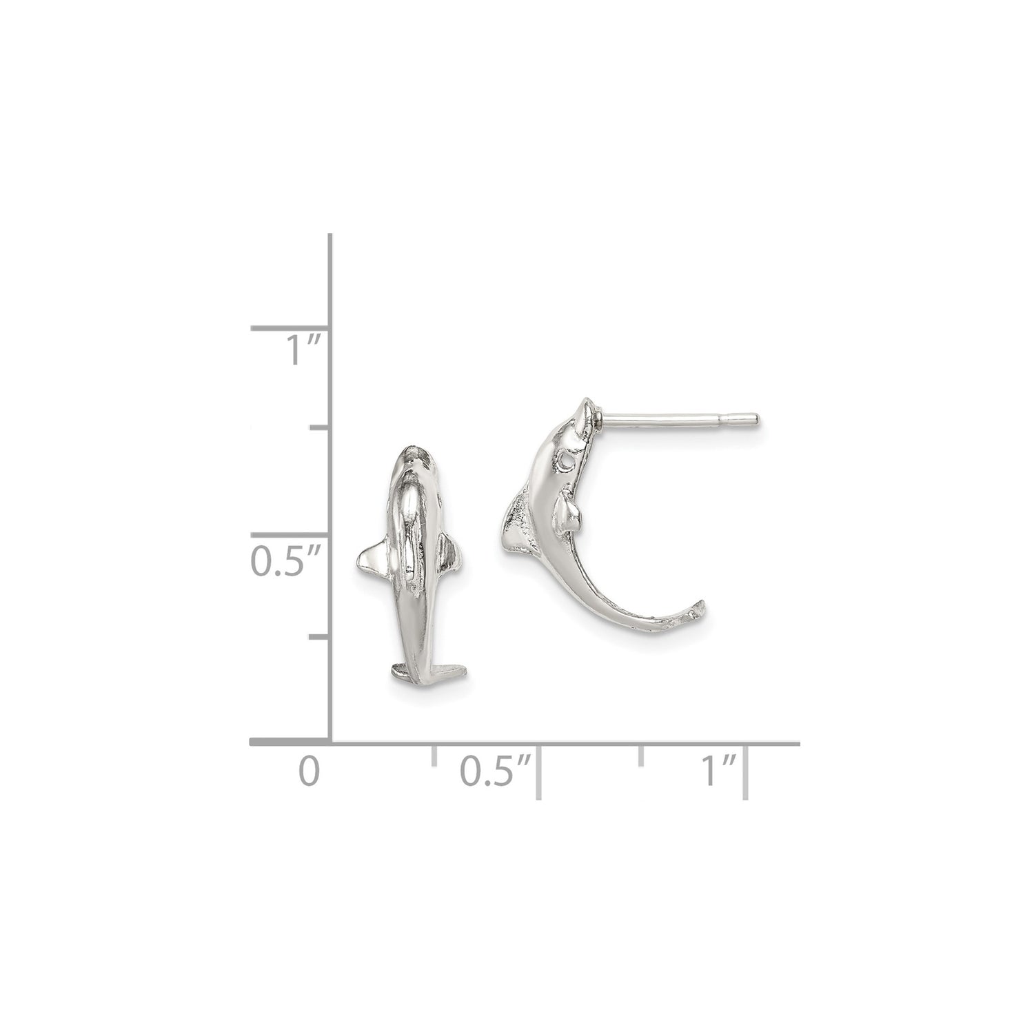 Sterling Silver Dolphin Stud Earrings, Ocean Animal Theme Jewelry for Women and Girls