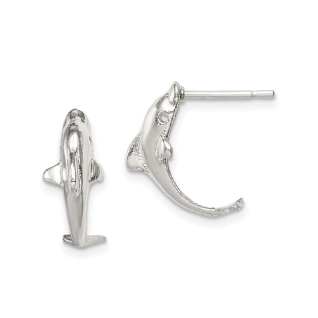 Sterling Silver Dolphin Stud Earrings, Ocean Animal Theme Jewelry for Women and Girls
