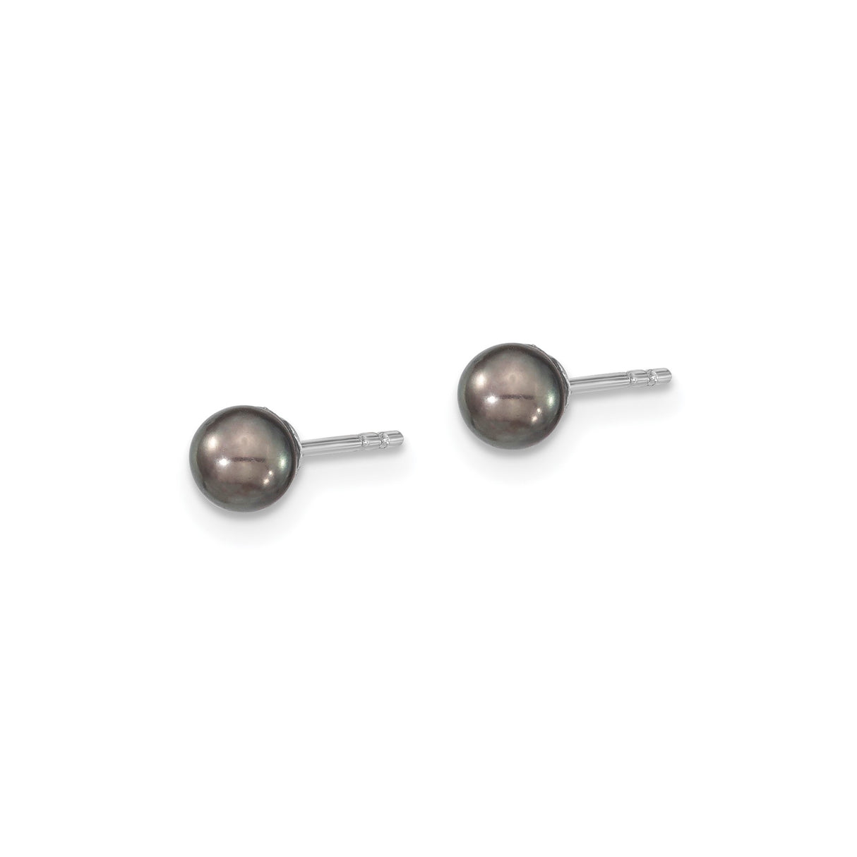 Sterling Silver Stud Earrings with Black Cultured Freshwater Pearls, Minimalist Design for Women