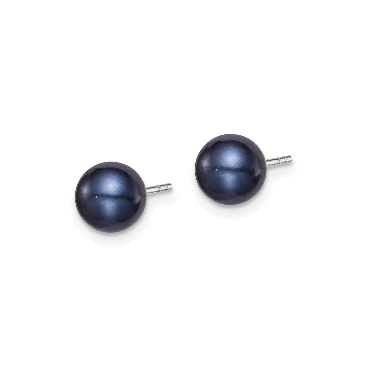Sterling Silver Stud Earrings with Black Cultured Pearls, High-Luster Finish, Minimalist Style