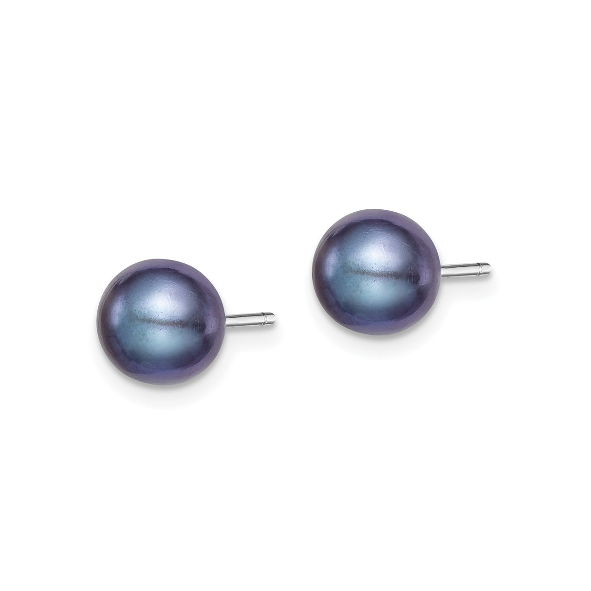 Sterling Silver Stud Earrings with Black Freshwater Pearl, Classic Minimalist Style for Women