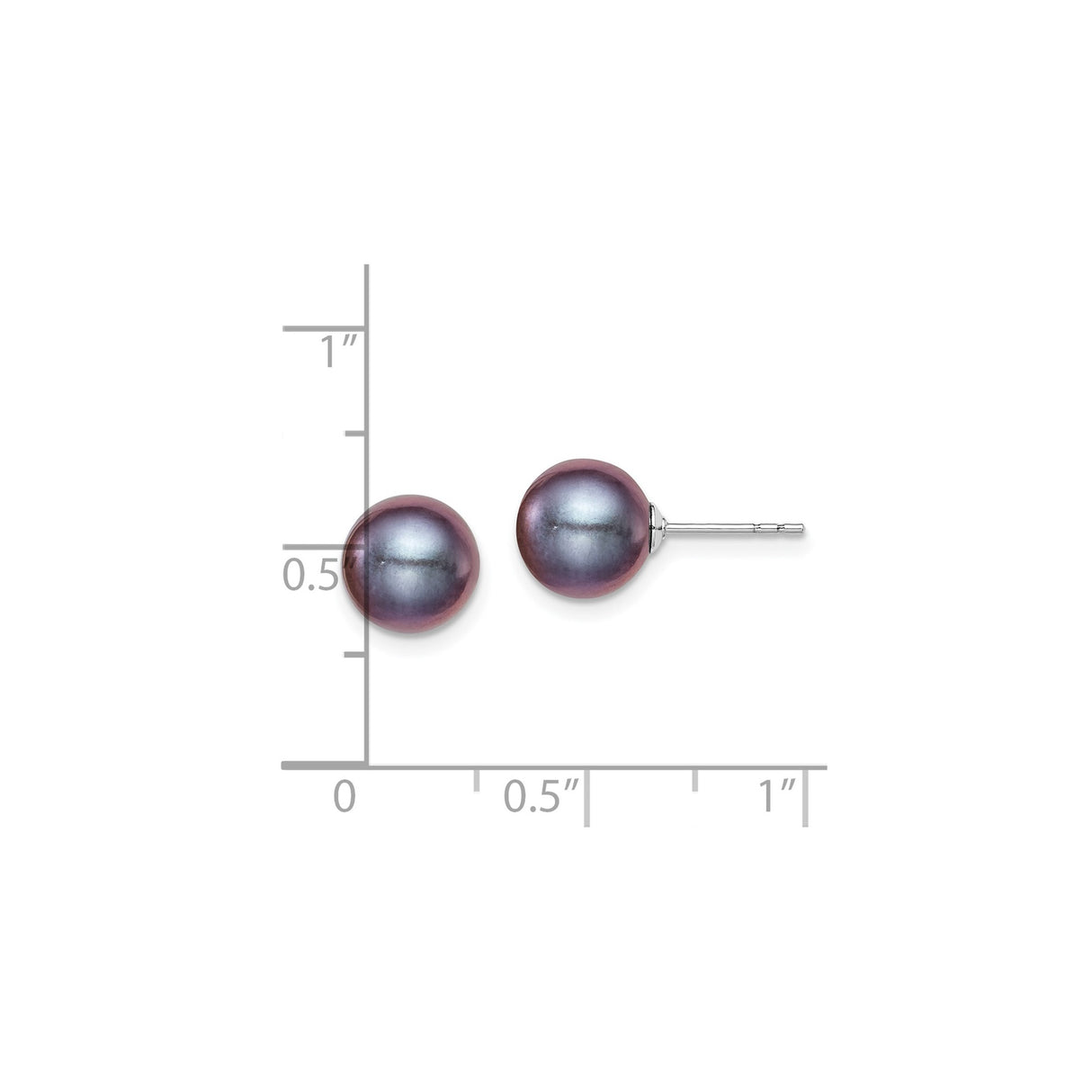 Sterling Silver Stud Earrings with Black Cultured Round Pearls, Classic Elegant Style for Women