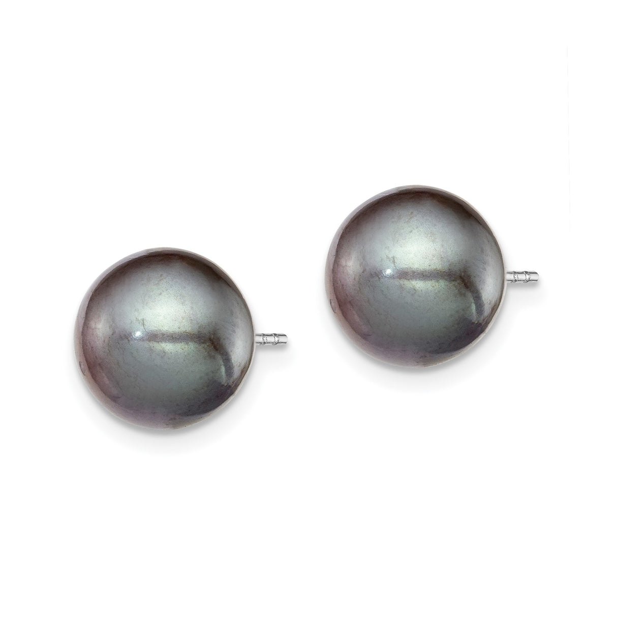 Sterling Silver Stud Earrings with Black Cultured Freshwater Pearls, Classic Minimalist Design for Women