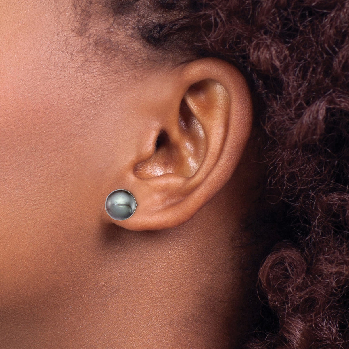 Sterling Silver Stud Earrings with Black Cultured Freshwater Pearls, Classic Minimalist Design for Women