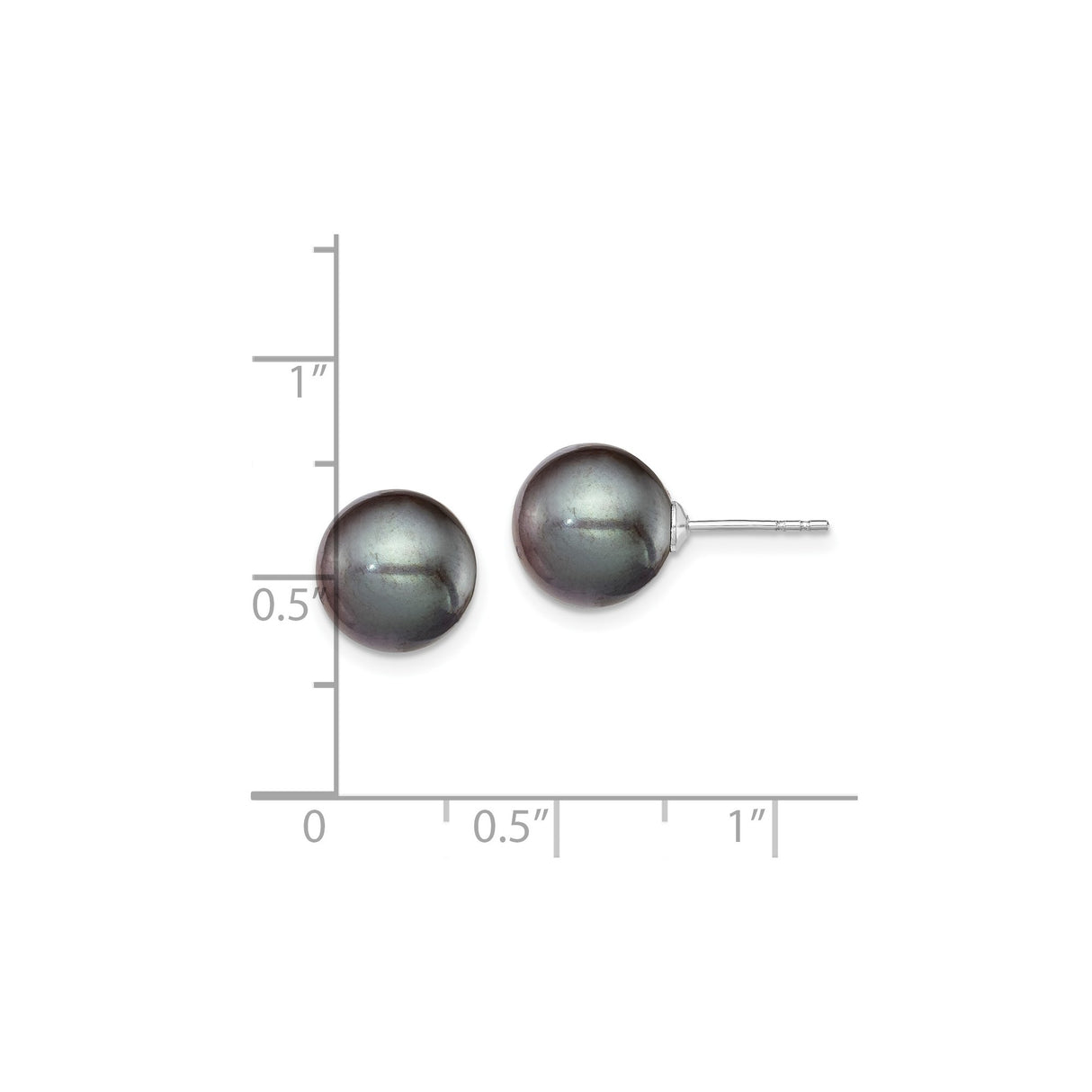 Sterling Silver Stud Earrings with Black Cultured Freshwater Pearls, Classic Minimalist Design for Women