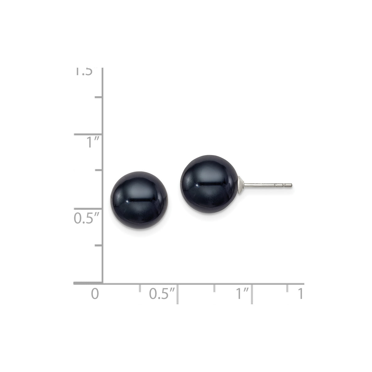 Sterling Silver Stud Earrings with Black Freshwater Cultured Pearls, Classic Minimalist Style