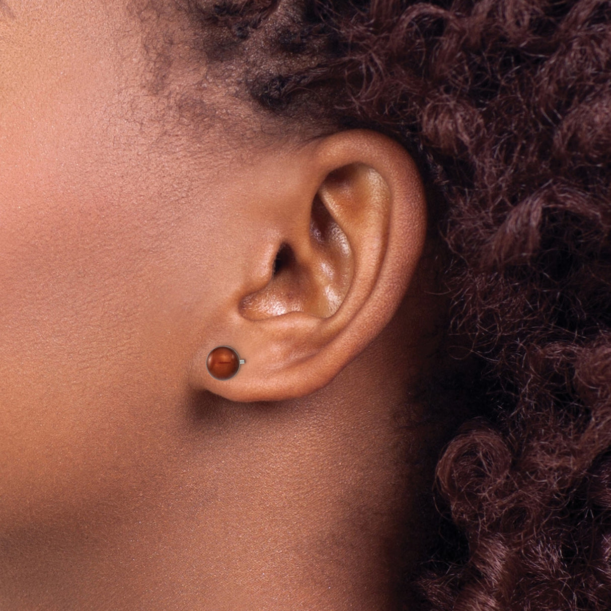 Sterling Silver Stud Earrings with Brown Simulated Pearls, Minimalist Modern Style for Women