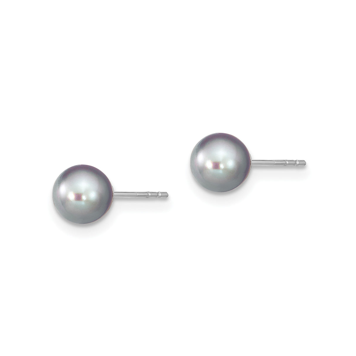 Sterling Silver Stud Earrings with Round Grey Freshwater Pearls, Minimalist Design for Women