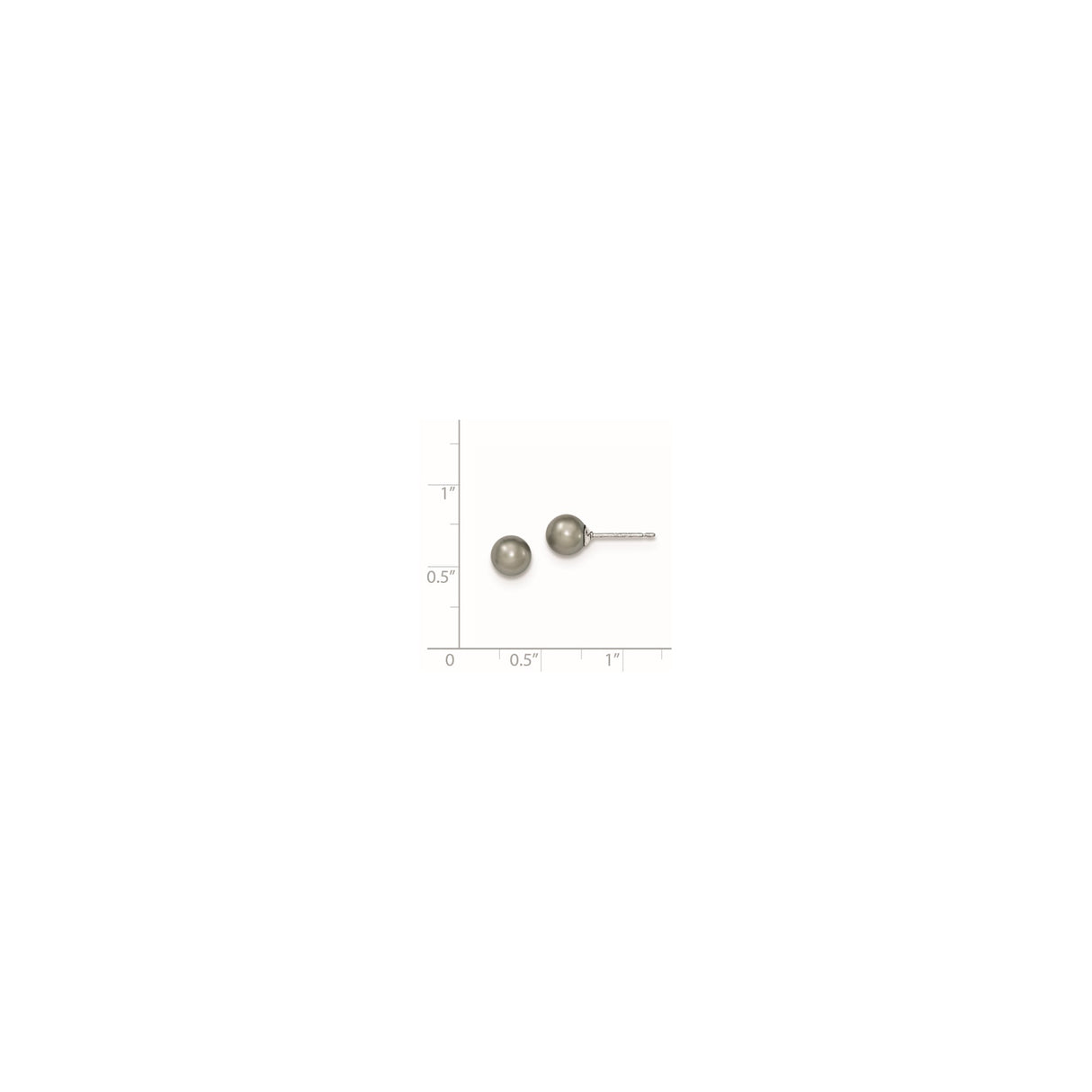 Sterling Silver Stud Earrings with Round Grey Freshwater Pearls, Minimalist Design for Women