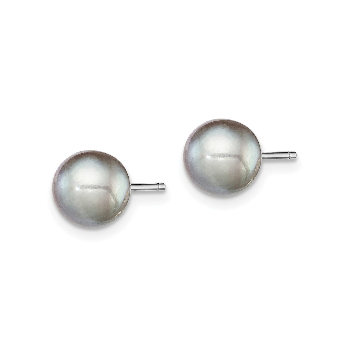 Sterling Silver Stud Earrings with Pearl, Polished Minimalist Design for Women or Unisex Wear