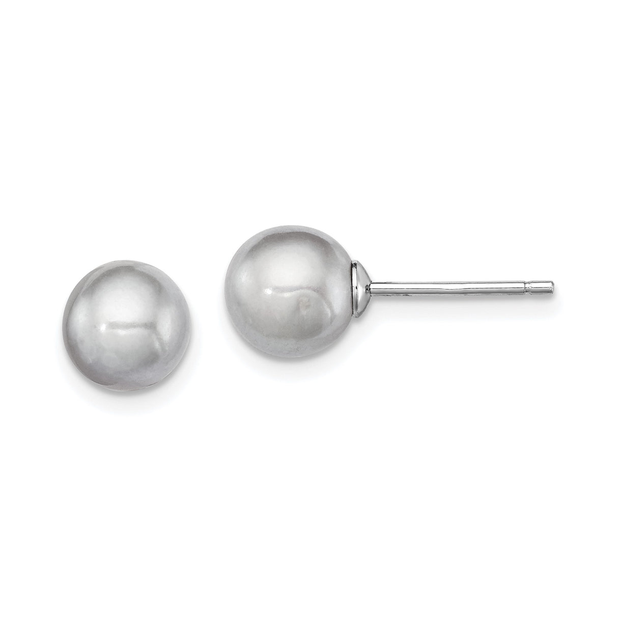 Sterling Silver Stud Earrings with Pearl, Polished Minimalist Design for Women or Unisex Wear