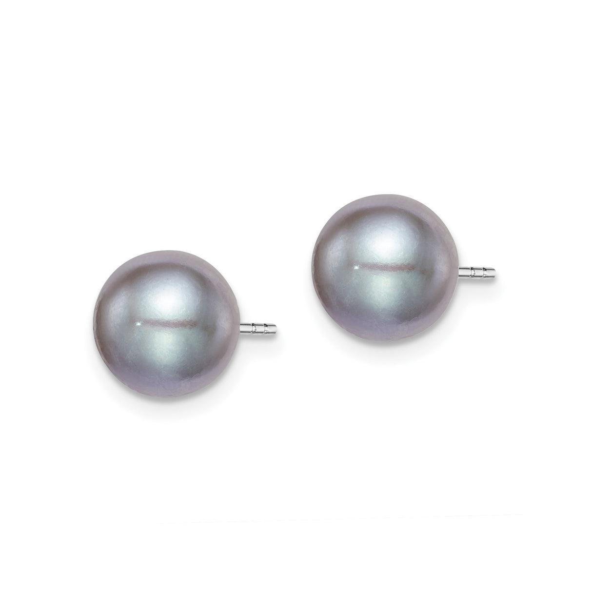 Sterling Silver Stud Earrings with Pearl, Smooth Polished Round Design for Women