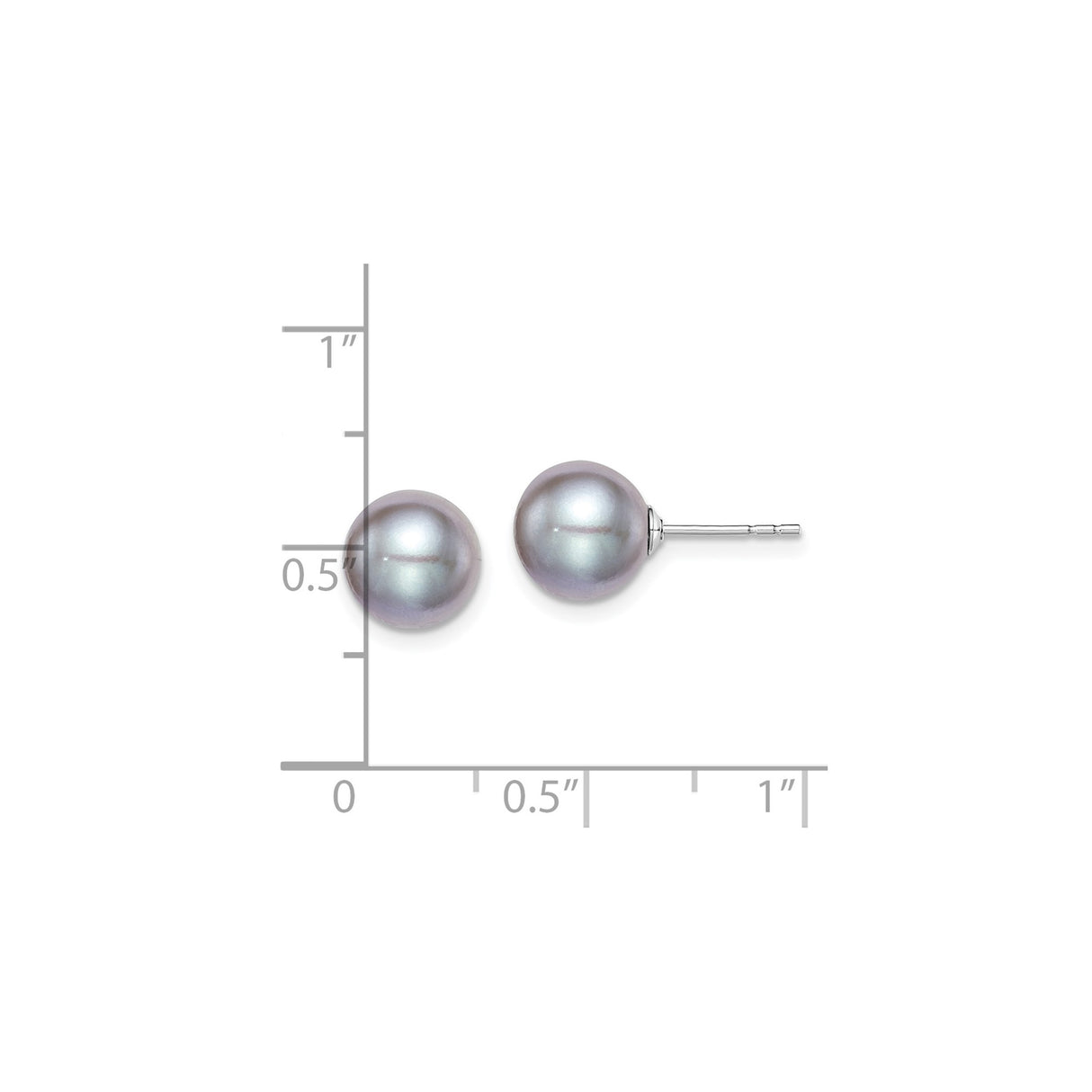 Sterling Silver Stud Earrings with Pearl, Smooth Polished Round Design for Women