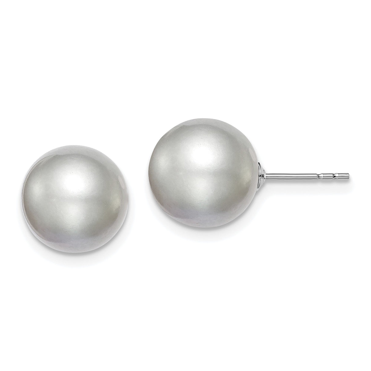 Sterling Silver Pearl Stud Earrings with Round White Simulated Pearls, Classic Minimalist Design