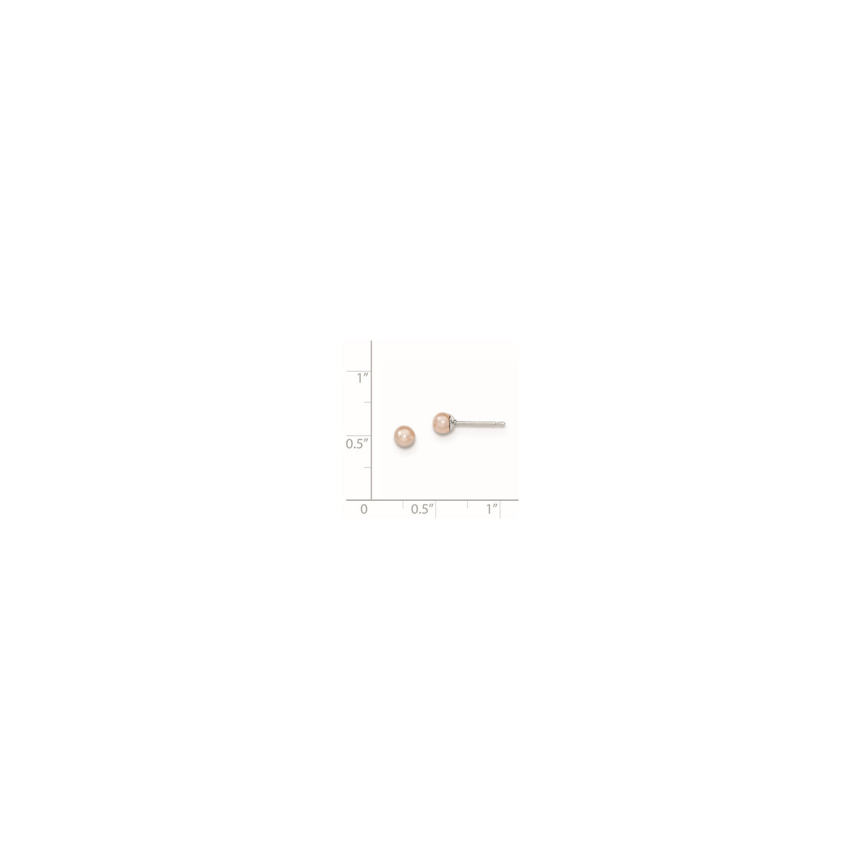 Sterling Silver Stud Earrings with Peach Freshwater Cultured Pearls, Minimalist Round Design