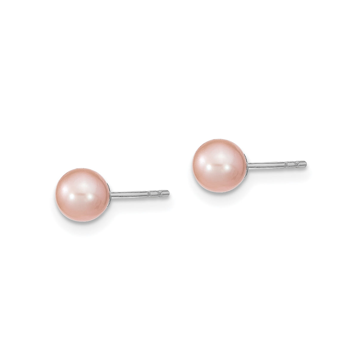 Sterling Silver Stud Earrings with Peach Freshwater Cultured Pearls, Round Minimalist Design