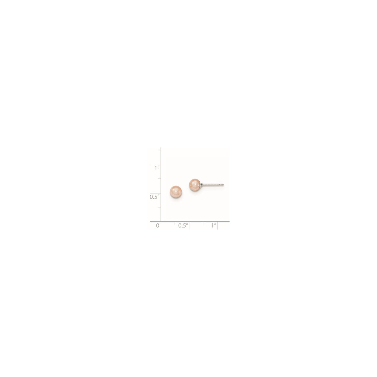 Sterling Silver Stud Earrings with Peach Freshwater Cultured Pearls, Round Minimalist Design