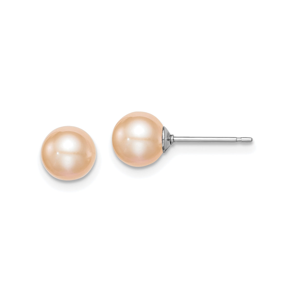 Sterling Silver Pearl Stud Earrings with Soft Pink Freshwater Cultured Pearls, Minimalist Bridal Style