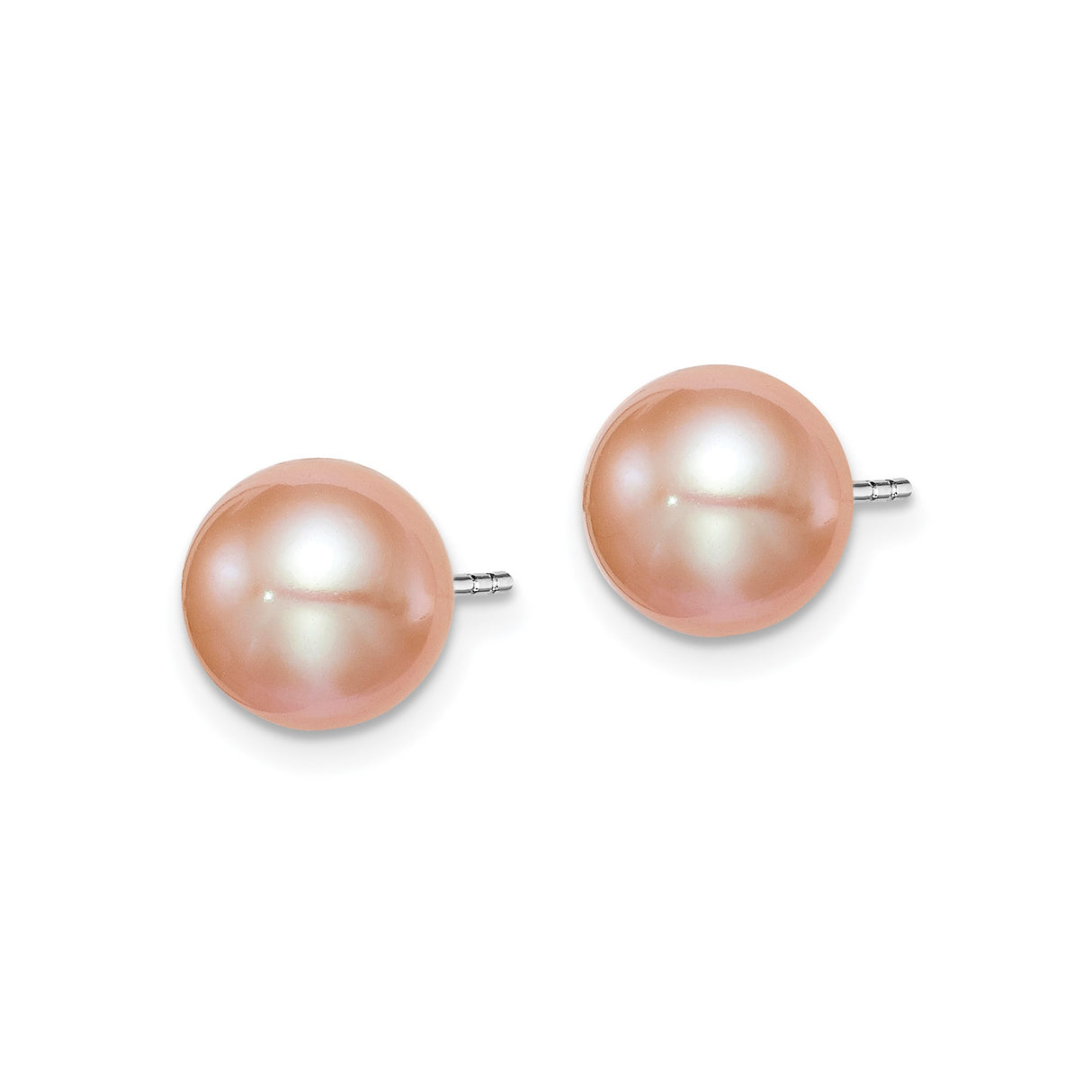 Sterling Silver Stud Earrings with 8mm Cultured Freshwater Pearls, Classic Minimalist Design