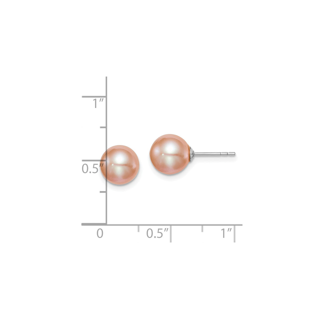 Sterling Silver Stud Earrings with 8mm Cultured Freshwater Pearls, Classic Minimalist Design