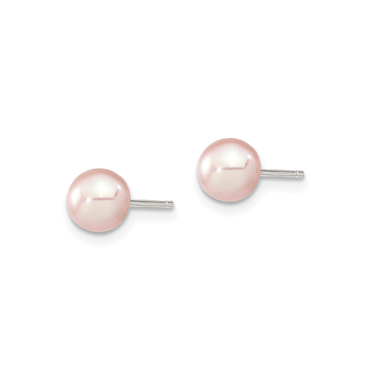 Sterling Silver Pearl Stud Earrings with Round Pink Freshwater Pearls for Women