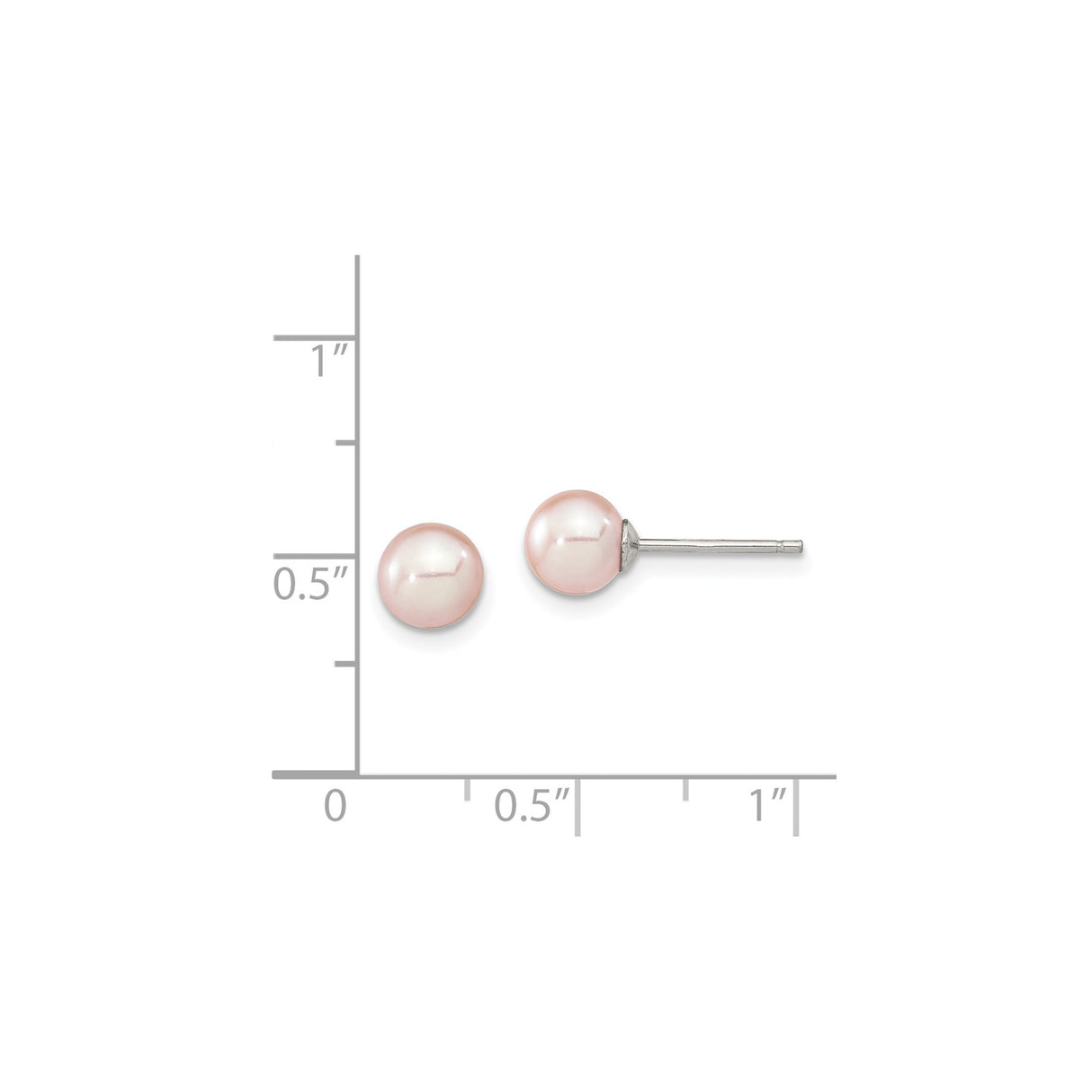 Sterling Silver Pearl Stud Earrings with Round Pink Freshwater Pearls for Women