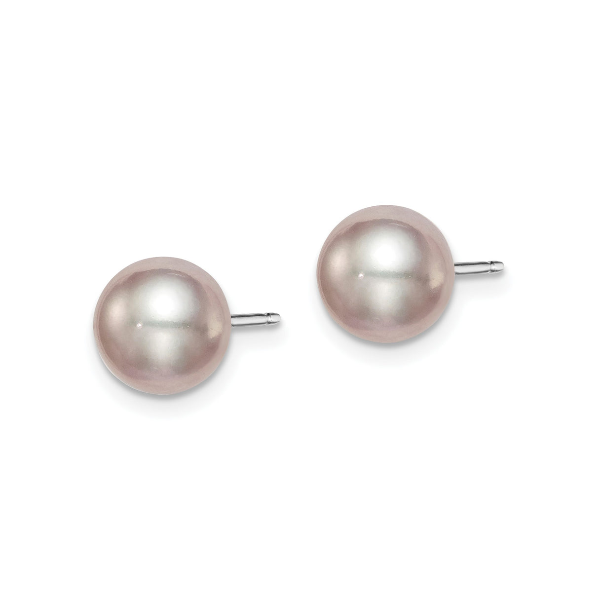 Sterling Silver Pearl Stud Earrings, Round Freshwater Cultured Design for Women