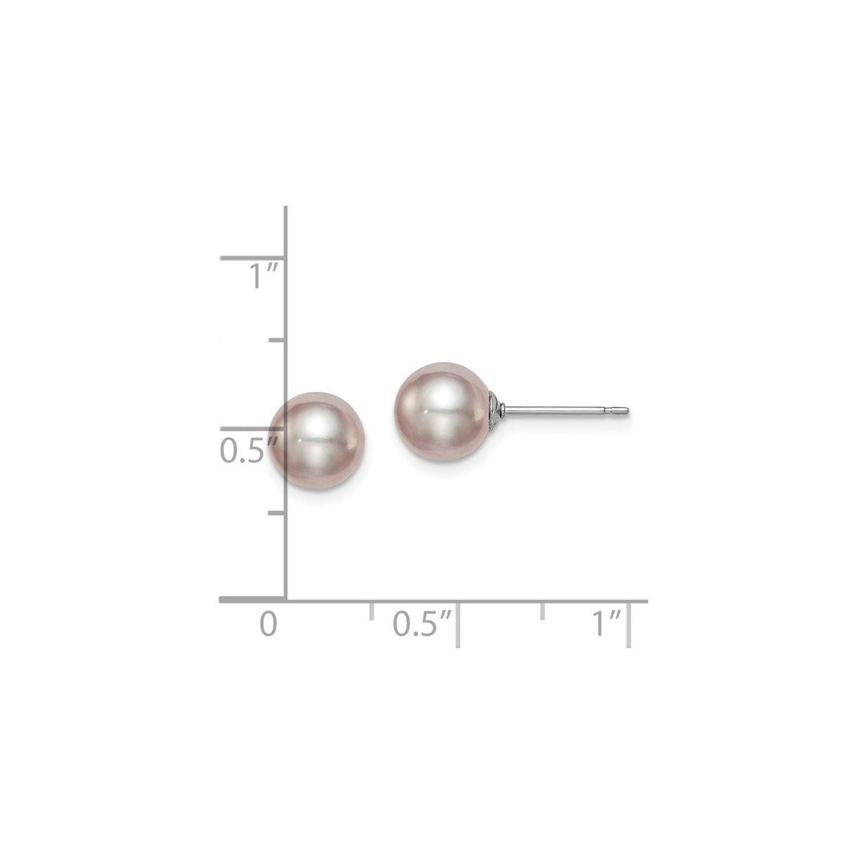 Sterling Silver Pearl Stud Earrings, Round Freshwater Cultured Design for Women
