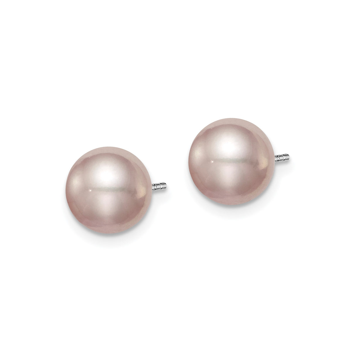 Sterling Silver Pearl Stud Earrings, Classic Round Freshwater Design for Women