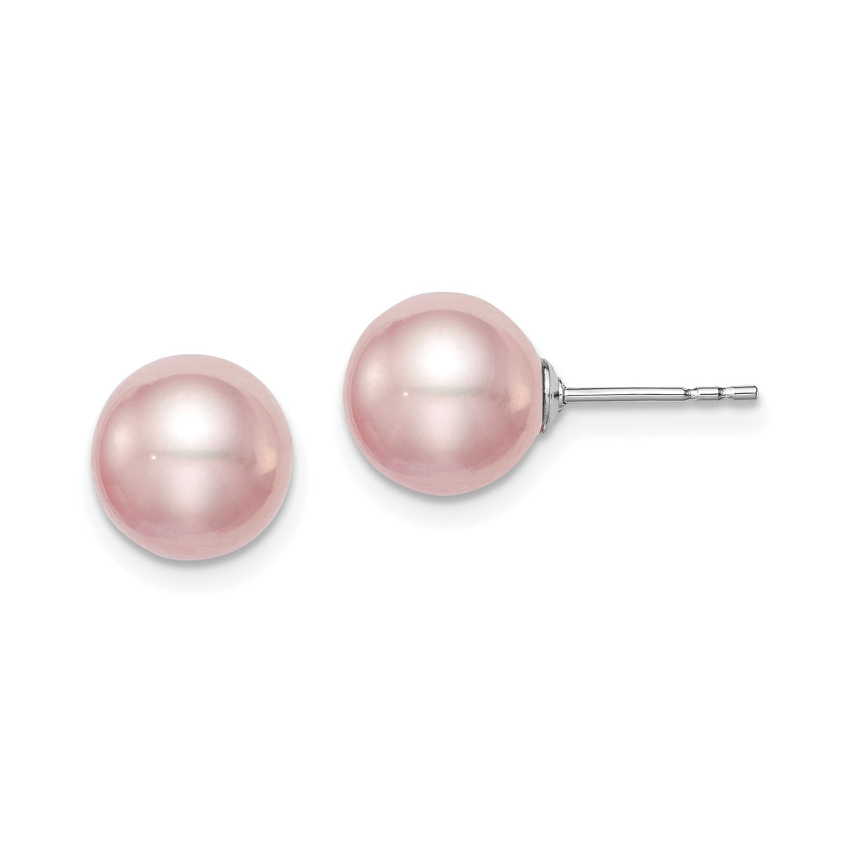 Sterling Silver Pearl Stud Earrings, Classic Round Freshwater Design for Women