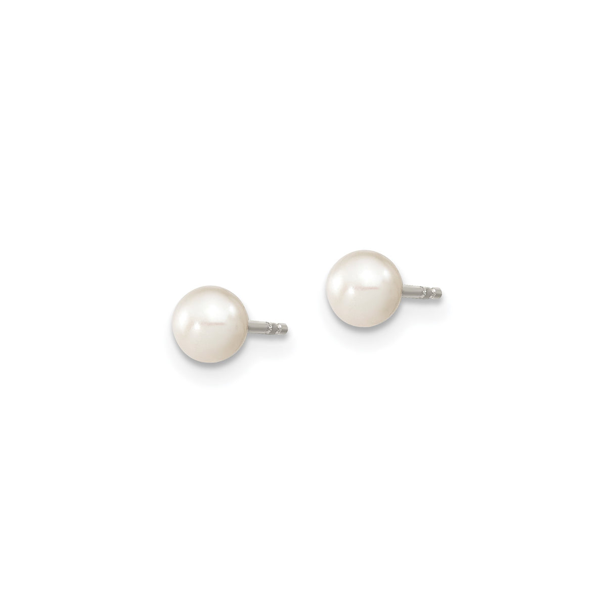 Sterling Silver Pearl Stud Earrings, White Cultured Freshwater Pearls, Classic Minimal Design