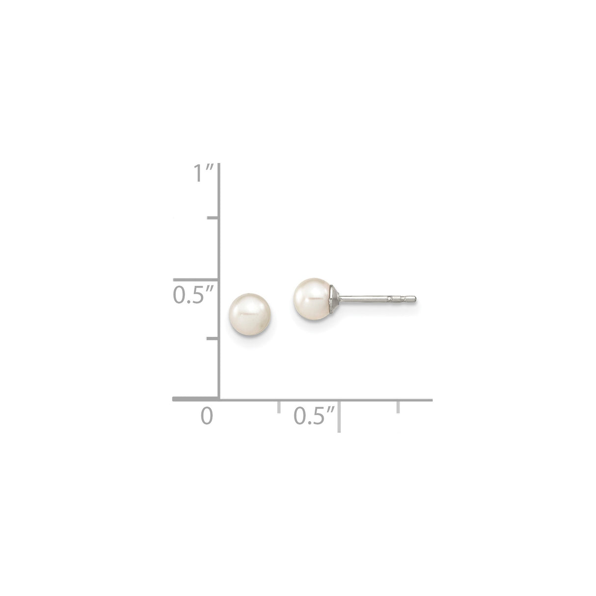 Sterling Silver Pearl Stud Earrings, White Cultured Freshwater Pearls, Classic Minimal Design