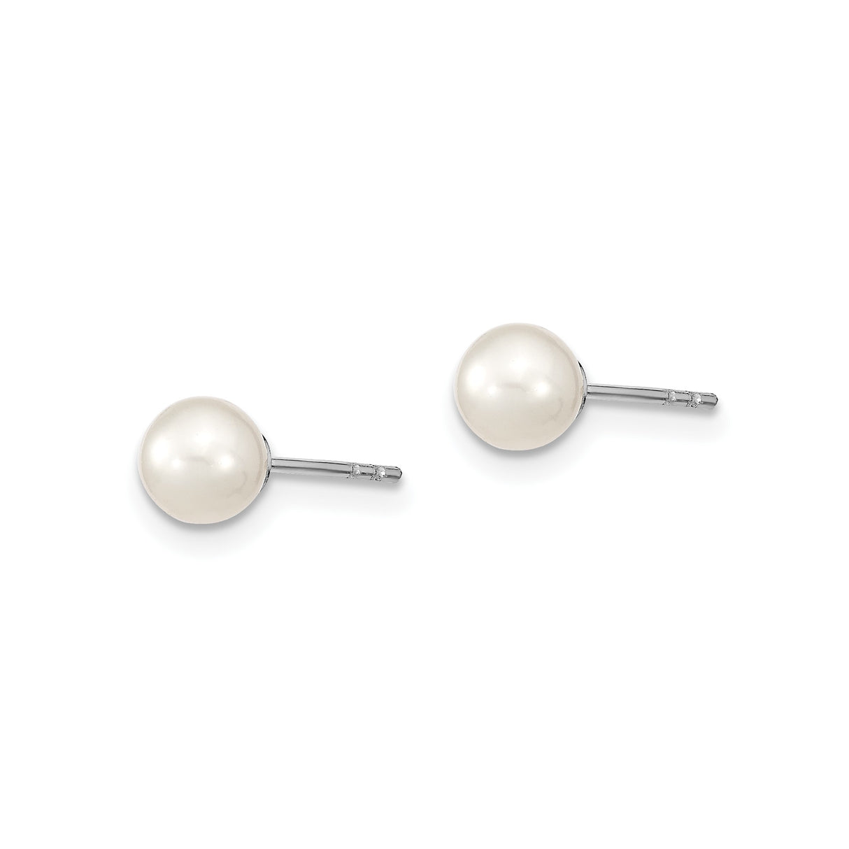 Sterling Silver Pearl Stud Earrings with White Round Freshwater Pearls, Classic Minimalist Design