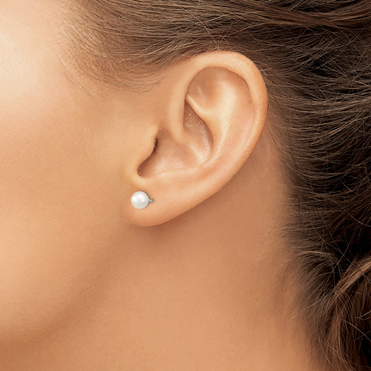 Sterling Silver Pearl Stud Earrings with White Round Freshwater Pearls, Classic Minimalist Design