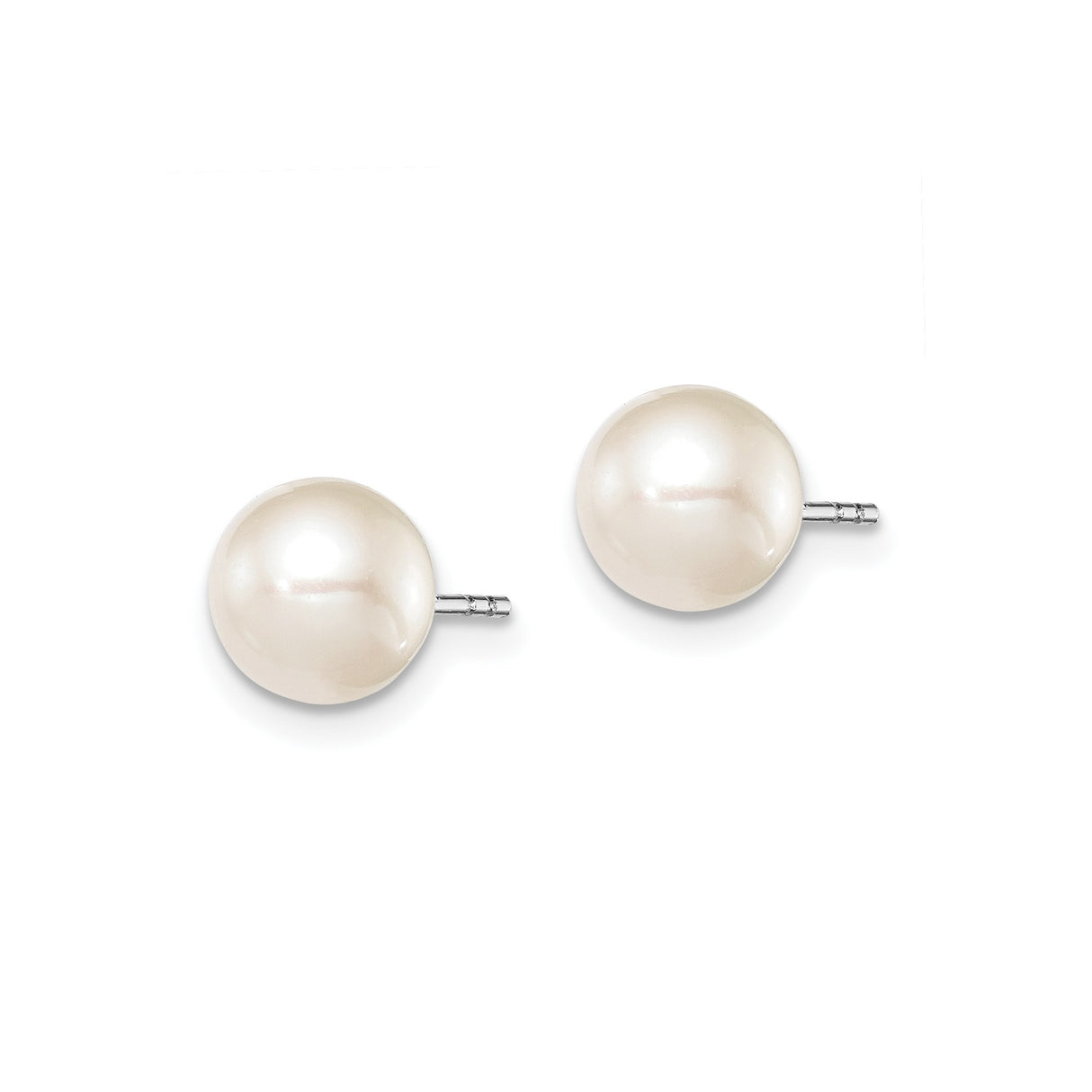 Sterling Silver Pearl Stud Earrings with 7mm White Cultured Round Pearls, Classic Style for Women