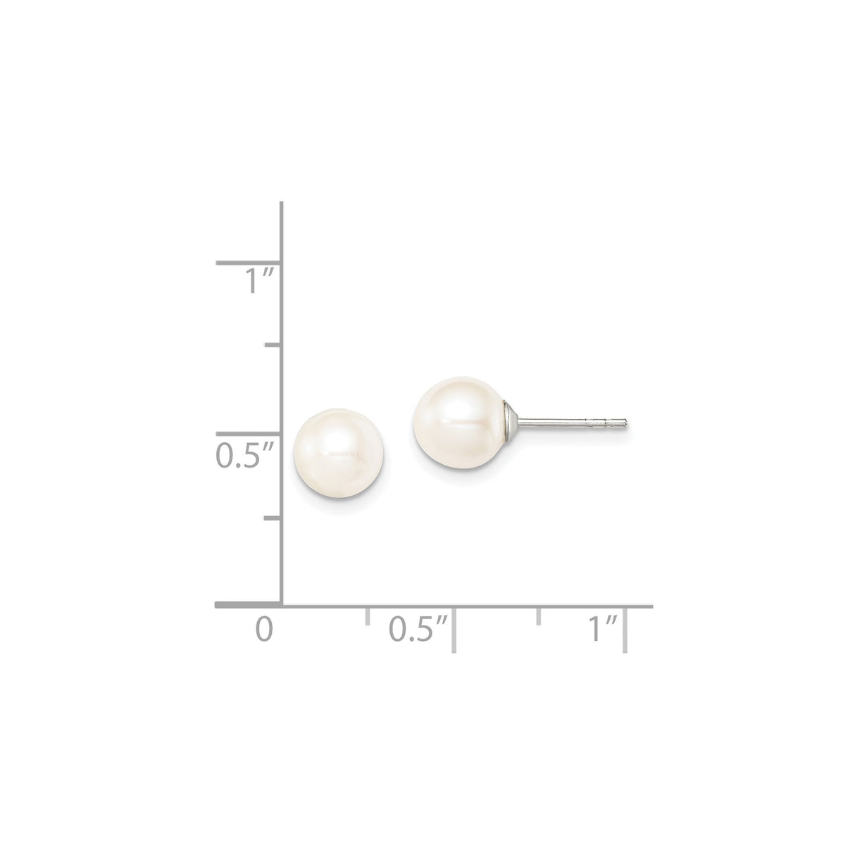 Sterling Silver Pearl Stud Earrings with 7mm White Cultured Round Pearls, Classic Style for Women